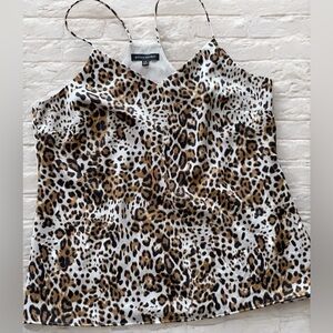 Banana Republic Leopard Print Women's Cami Top Sz L Gray/Taupe Background Lined